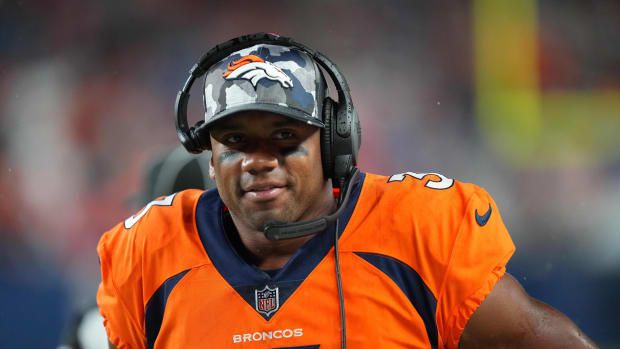 Denver Broncos quarterback Russell Wilson (3) during the second half against the Dallas Cowboys at Empower Field at Mile High.
